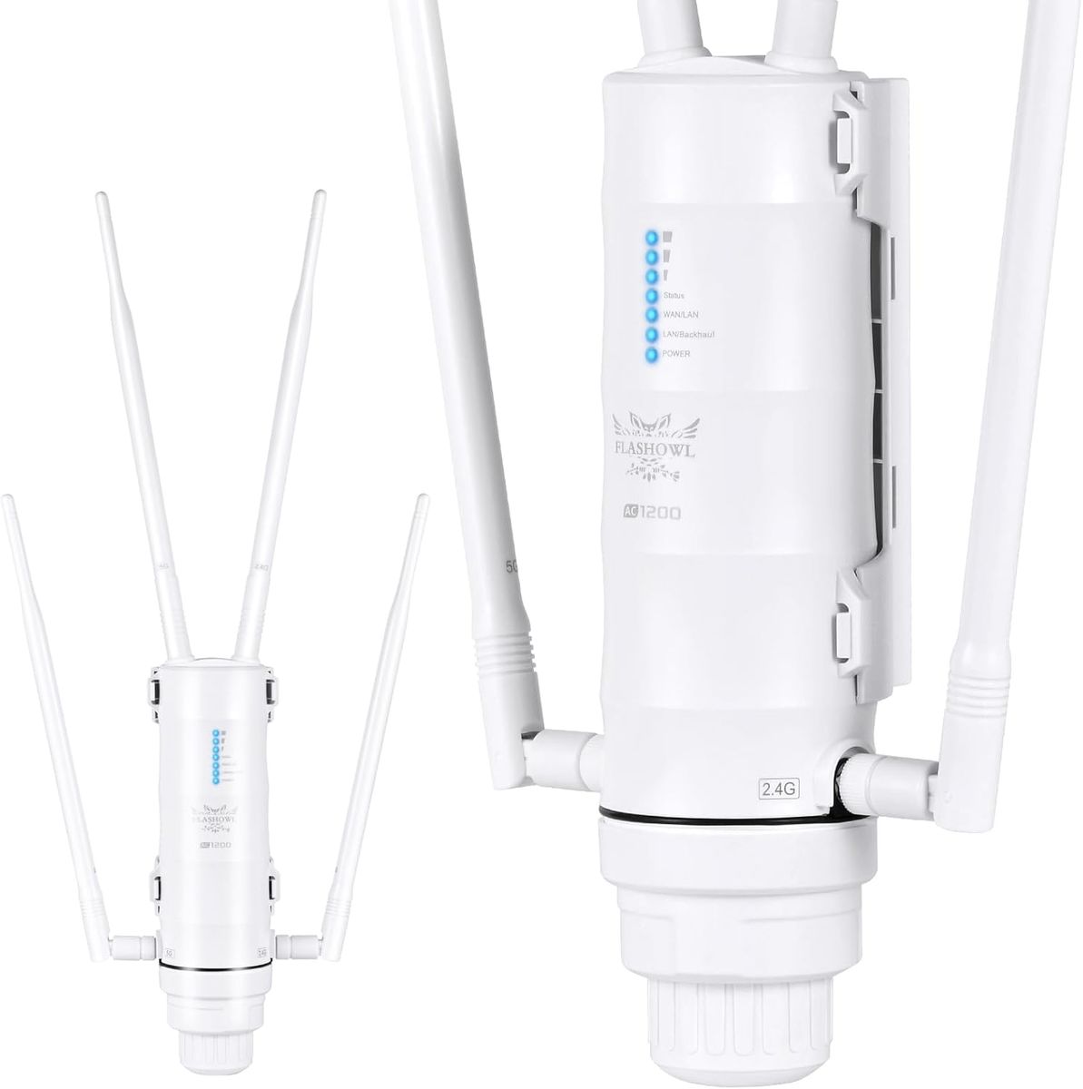 FLASHOWL WLAN Antenne Outdoor, Mesh Mode WLAN Repeater, Wireless Access Point, Dual Band Wi-Fi Range Extender Outdoor, AC1200 Wireless Signal Enhancer, Wasserdichter WiFi-Booster, Outdoor WLAN Router