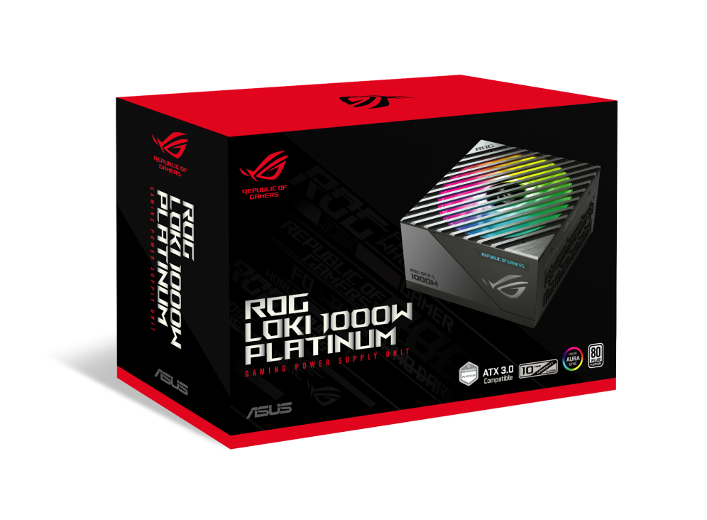 ASUS ROG Loki SFX-L 1000W Platinum Netzteil, vollständig modular, 80 PLUS Platinum, 120 mm ARGB-Lüfter, Aura Sync, Schwarz/Silber, EU