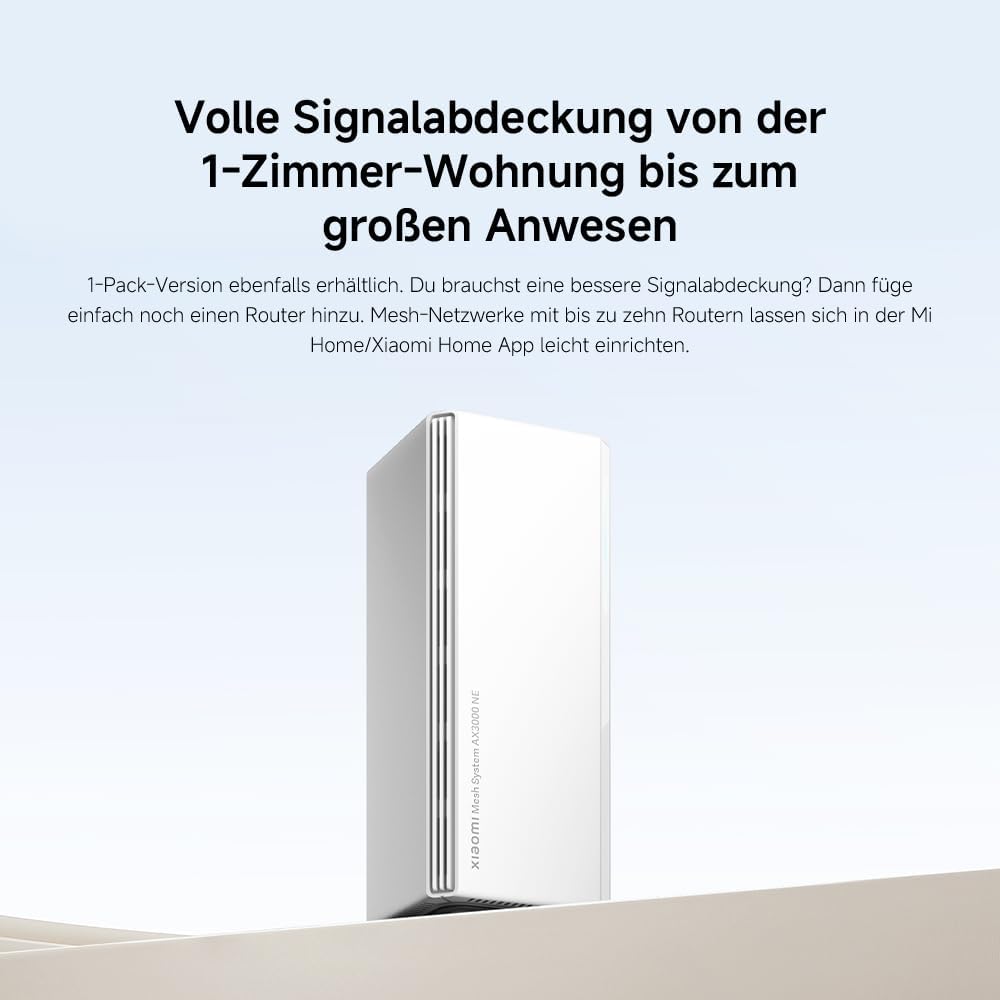 Xiaomi DVB4458GL Mesh System AX3000 NE WLAN-Router 2er-Pack, WiFi 6 AX3000, Gigabit-Ports, integriertes Mesh, bis 250 Geräte, Weiß