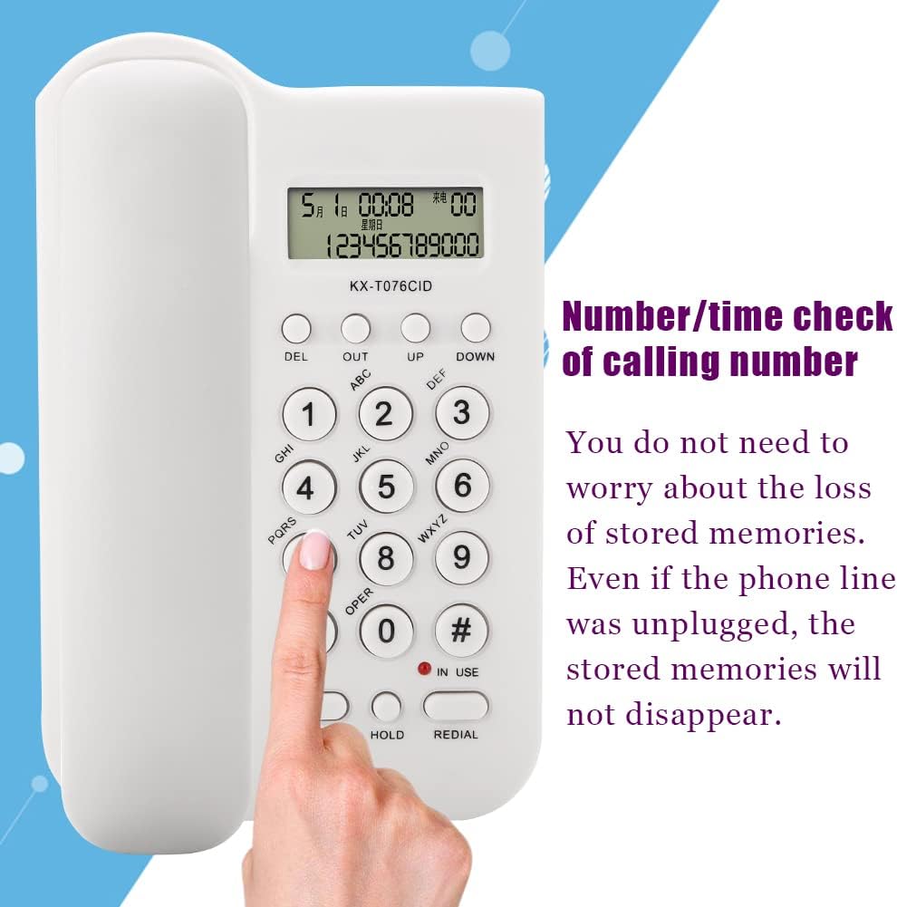 N-INC Schnurgebundenes Telefon mit großer Taste ，Home Hotel Freisprechen Langlebiges Telefon Büro Festnetztelefon mit Speicherschutz/Wandmontage/Lauter Klingelton für Senioren, ältere Menschen (Weiß)