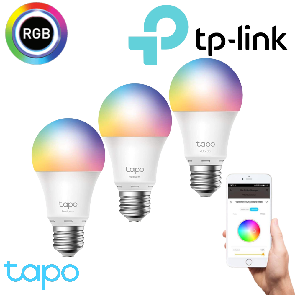 TP-Link Tapo L530E smarte WLAN Glühbirne E27, Mehrfarbrig RGB & Dimmbar, App Steuerung