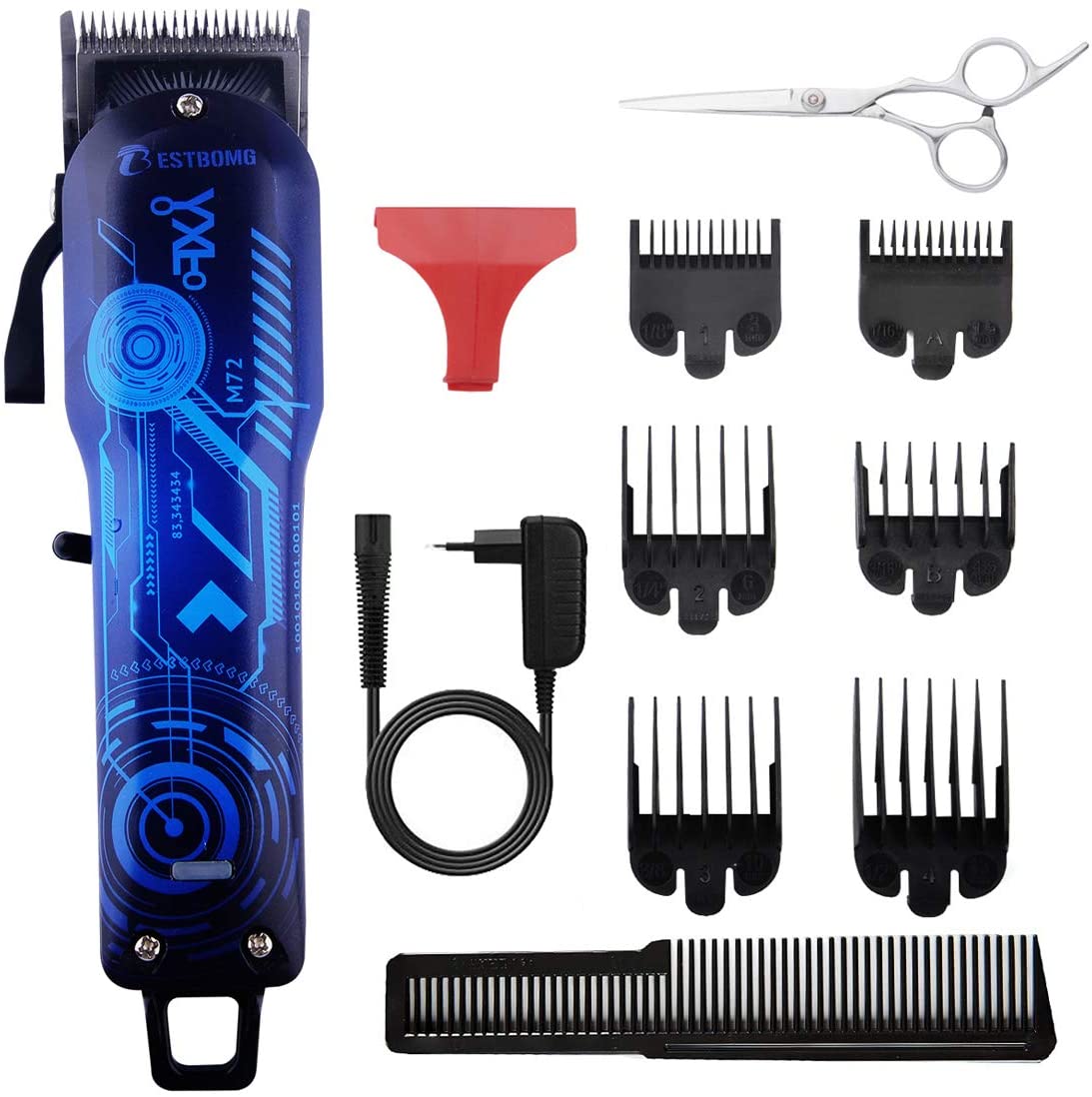 BESTBOMG Professional Hair Trimmer Mens Electric Beard Trimmer Long Hair Trimmer Hair Razor Set Hair Trimmer for Men with LED Display (Motor)