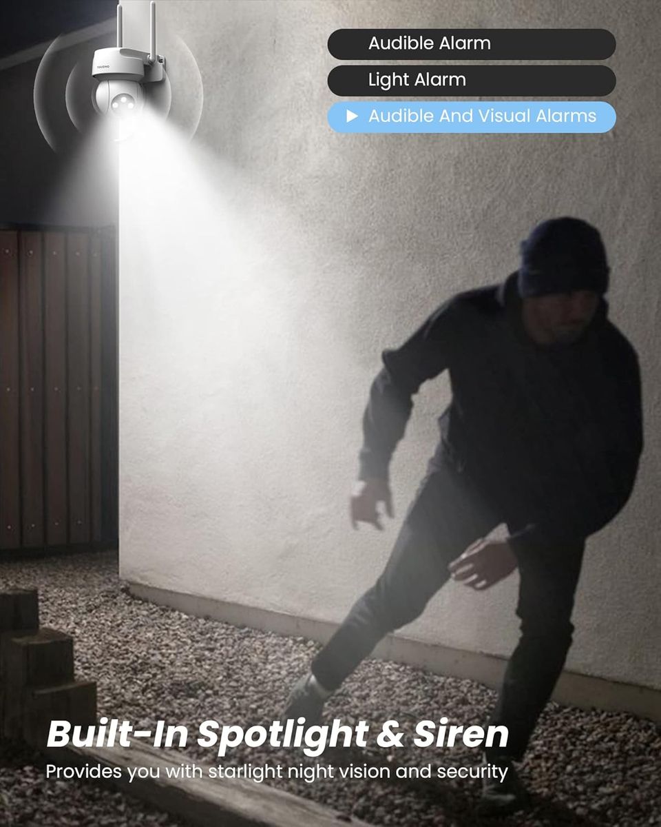 TOAIOHO Überwachungskamera Aussen - Kamera Überwachung Aussen Wlan IP Kamera Outdoor Kabel Außenkamera WiFi PTZ Outdoor Camera Dome Homekit Aussen kamera Videoüberwachung Kamera mit Farbige Nachtsicht IP66 Weiß