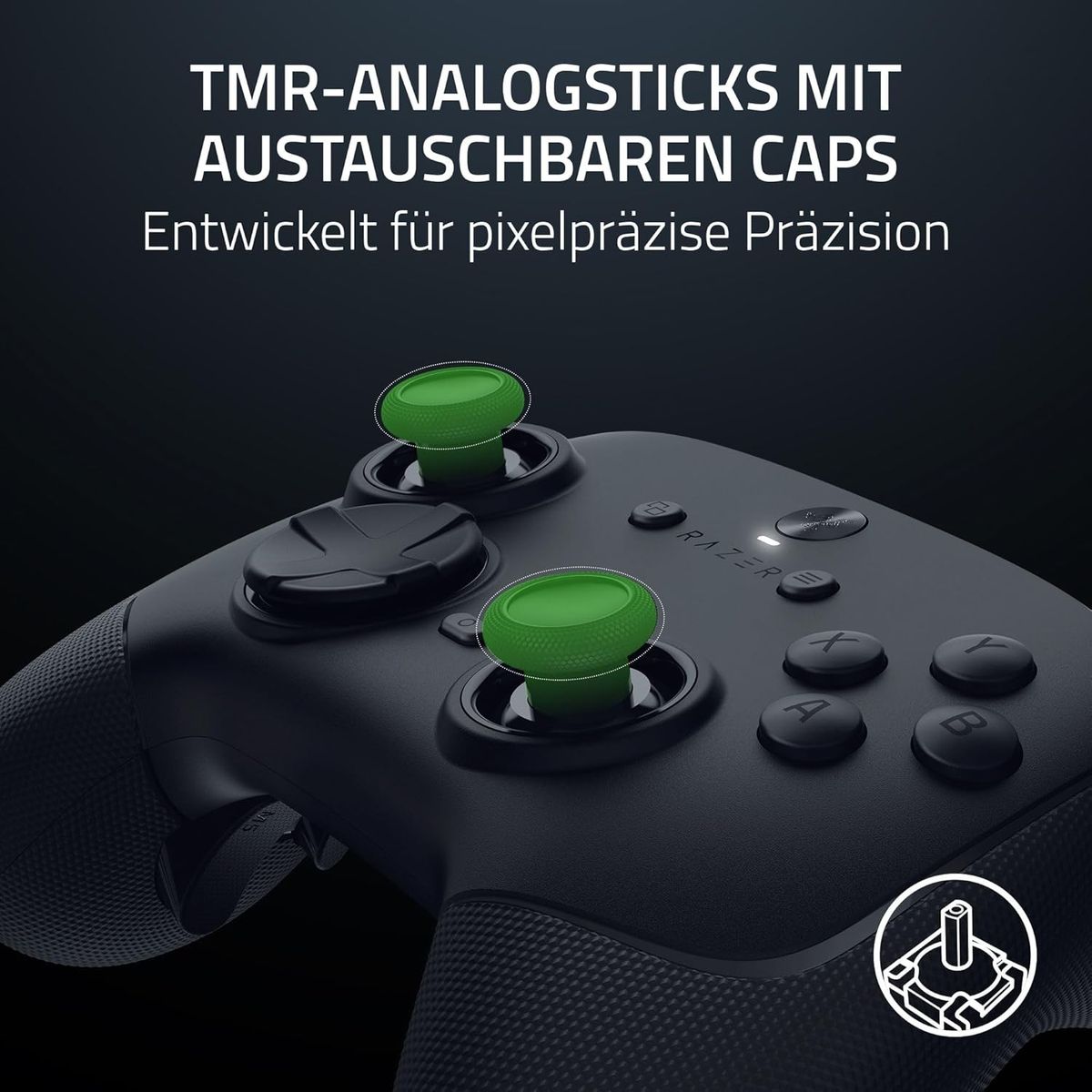 Razer Wolverine V3 Pro Kabelloser E-Sport-Controller für PC, 8000 Hz HyperPolling, TMR-Analogsticks mit austauschbaren Caps, 4 Mausklick-Rücktasten, 2 Klauengriff-Bumper, Schwarz