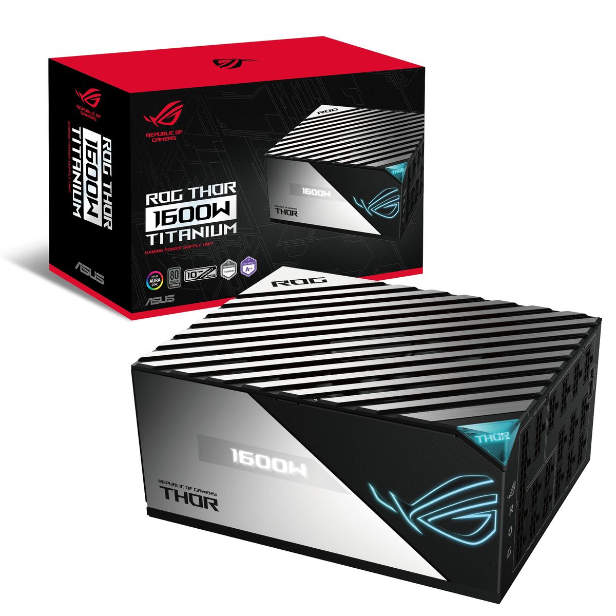ASUS ROG Thor 1600W Titanium Netzteil ATX Voll modular 80 PLUS Titanium, 135 mm Lüfter, PCIe Gen5 16-polig, Schwarz/Silber