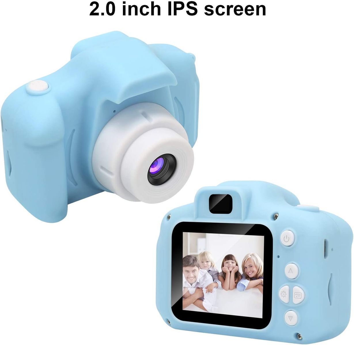 GlobalCrown Kinder Kamera,Mini wiederaufladbare Kinder Digitalkamera Stoßfeste Video Camcorder Geschenke für 3-8 Jahre Jungen Mädchen,8MP HD Video 2 Zoll Bildschirm für Kinder (32 GB Karte enthalten) Blau