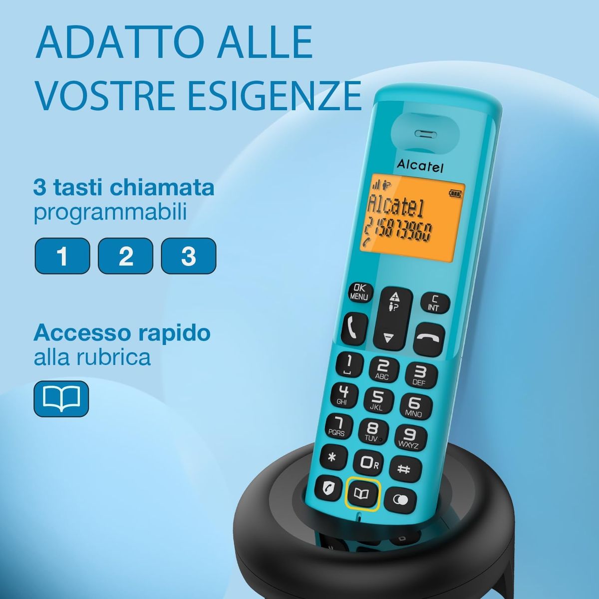 Alcatel E160 DECT-Telefon Anrufer-Identifikation Schwarz, Grün