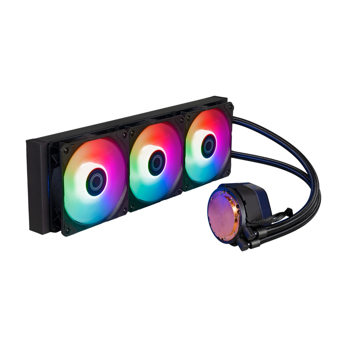 Cooler Master MasterLiquid 360 ATMOS Flüssigkeitskühlung 360 mm, 3x 120 mm Lüfter, ARGB, PWM, für LGA1700/1200/115x & AM4/AM5, Schwarz
