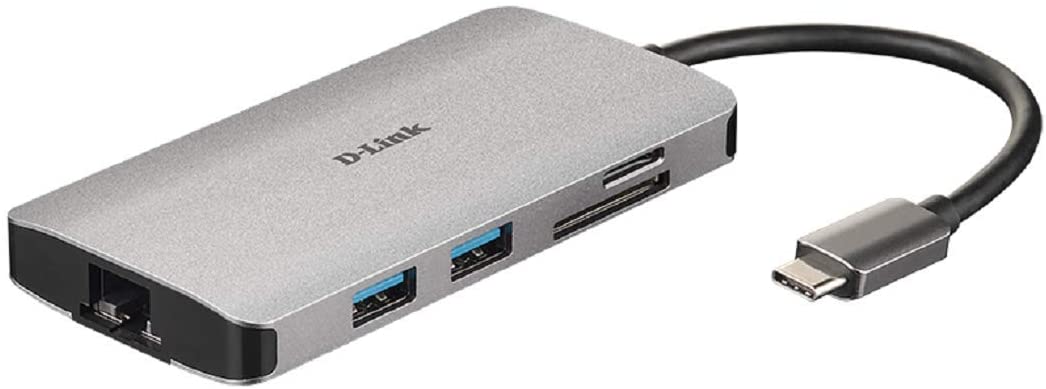 D-Link DUB-M810 8in1 USB C Hub USB C Adapter mit HDMI 4K und 1080p 2X USB3/USB2 Netzwerkanschluss 1Gbps SD- und microSD-Kartenleser, 1x USB C Lade/Daten bis 100W USB-C 8-in-1 (HDMI/Kartenleser/RJ45/USB 3.0/USB C)