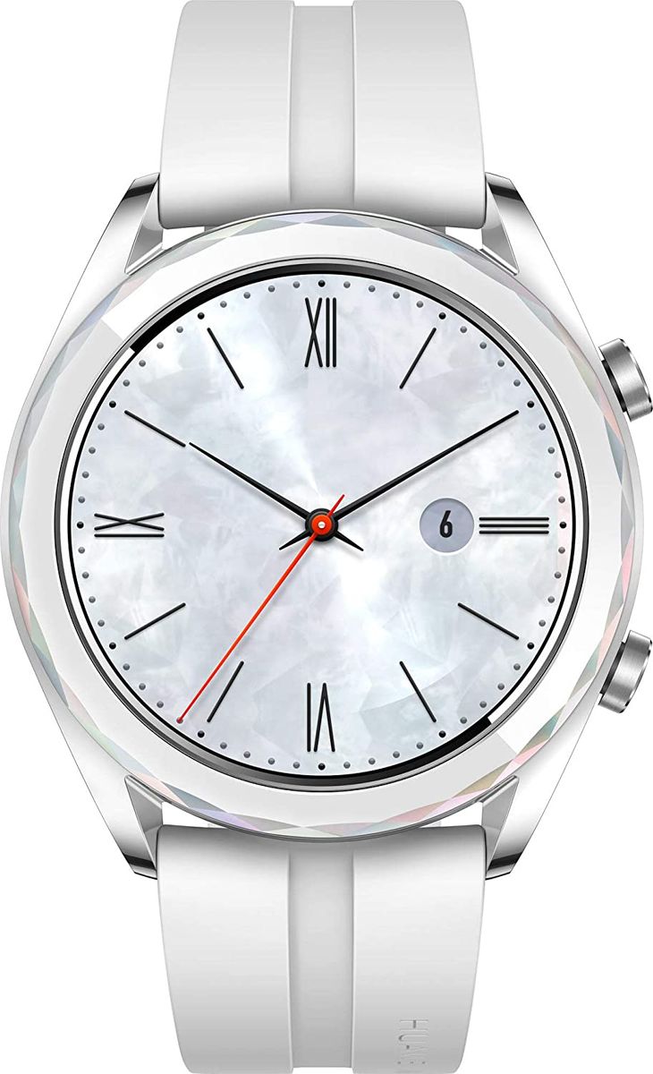 Huawei Watch GT Elegant Smartwatch (42 mm Amoled Touchscreen, GPS, Fitness Tracker, Herzfrequenzmessung, 5 ATM wasserdicht) weiß Weiß Elegant Smartwatch