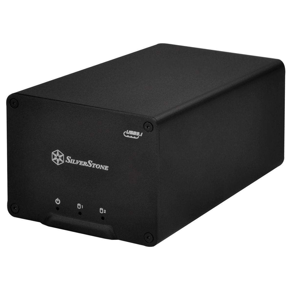 SilverStone SST-DS223, Externes 2,5-Zoll HDD/SSD-Gehäuse, 2 Einschübe, RAID 0/1/JBOD, USB 3.2 Gen 2 (10 Gb/s) Typ-C, UASP, Aluminium, Schwarz