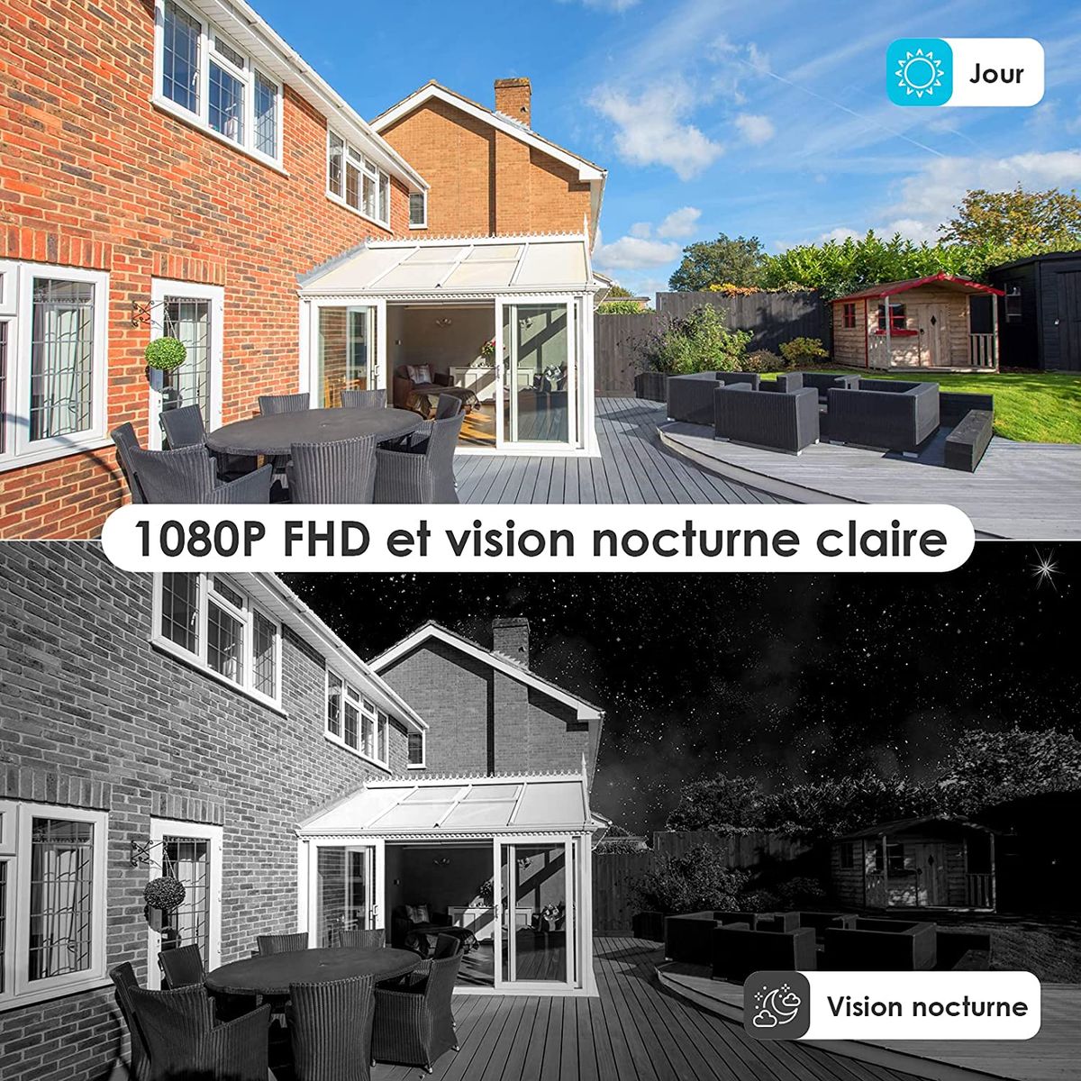 ieGeek Überwachungskamera Aussen Akku 15000mAh 355°/120°Schwenkbar mit Solarpanel，1080p PTZ Outdoor ip Kamera ​mit PIR Bewegungsmelder, Nachtsicht，4DBi Wireless Antenna, IP66 asserdichte Weiß