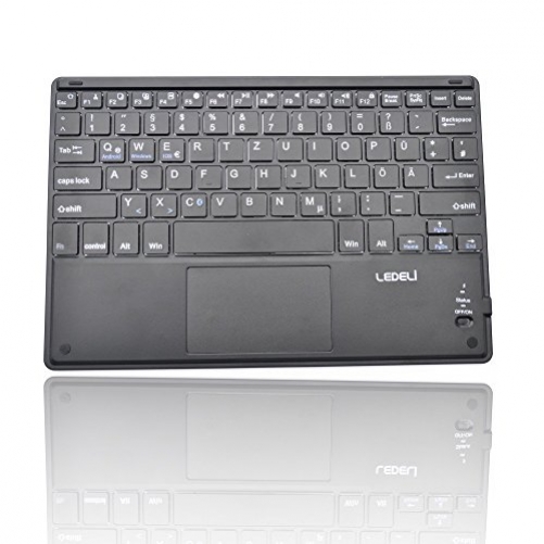 LEDELI Bluetooth Wireless Keyboard mit Schutzhülle Case Cover Tasche Hülle Etui für TrekStor für TrekStor SurfTab wintron 10.1 DE-Layout