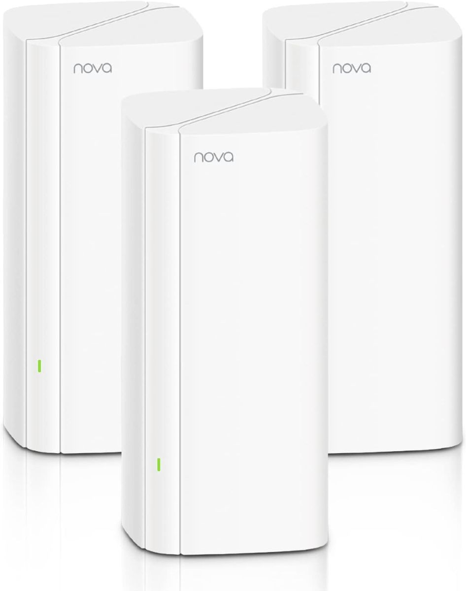 Tenda Nova MX6-3 WiFi 6 WLAN Mesh System, AX1800 Dual Band Mesh WLAN (1800Mbit/s, bis zu 500m² Wi-Fi Abdeckung, 9X GB LAN) Easy Mesh, MU-MIMO, Gäste-Netzwerk, Alexa, Ersetzt Router & Repeater, Weiß