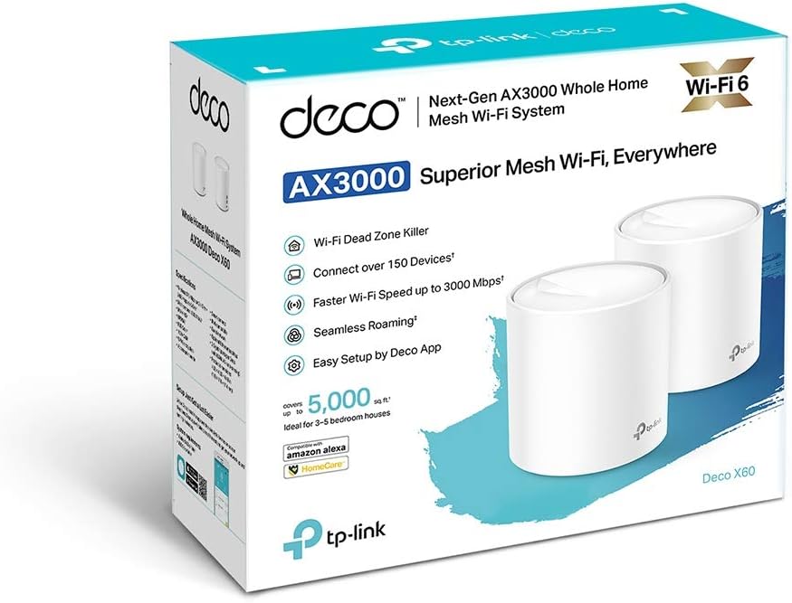 TP-Link Deco X60 AX3000 Wi-Fi 6 Mesh Dual Band WLAN Router & Repeater up to 465m² White 2er Pack v3.0