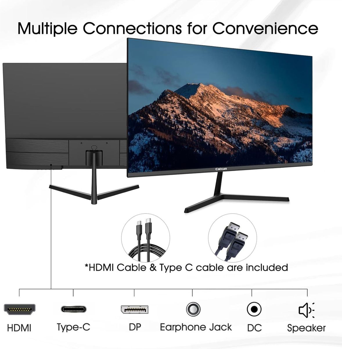 Caixun 27 Zoll 100Hz IPS Gaming Monitor, USB Tpye-C FHD Monitor mit integriertem Lautsprecher und ultradünner Blende, HDMI DP USB-C Ports