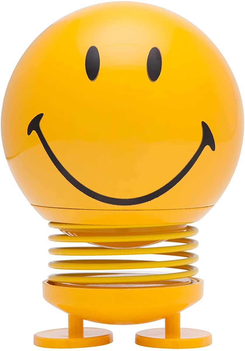 Hoptimist - Scandinavian design - Large Smiley - Wiggly figure - Height: 14 cm - Yellow - Decoration - Gift idea L Smiley