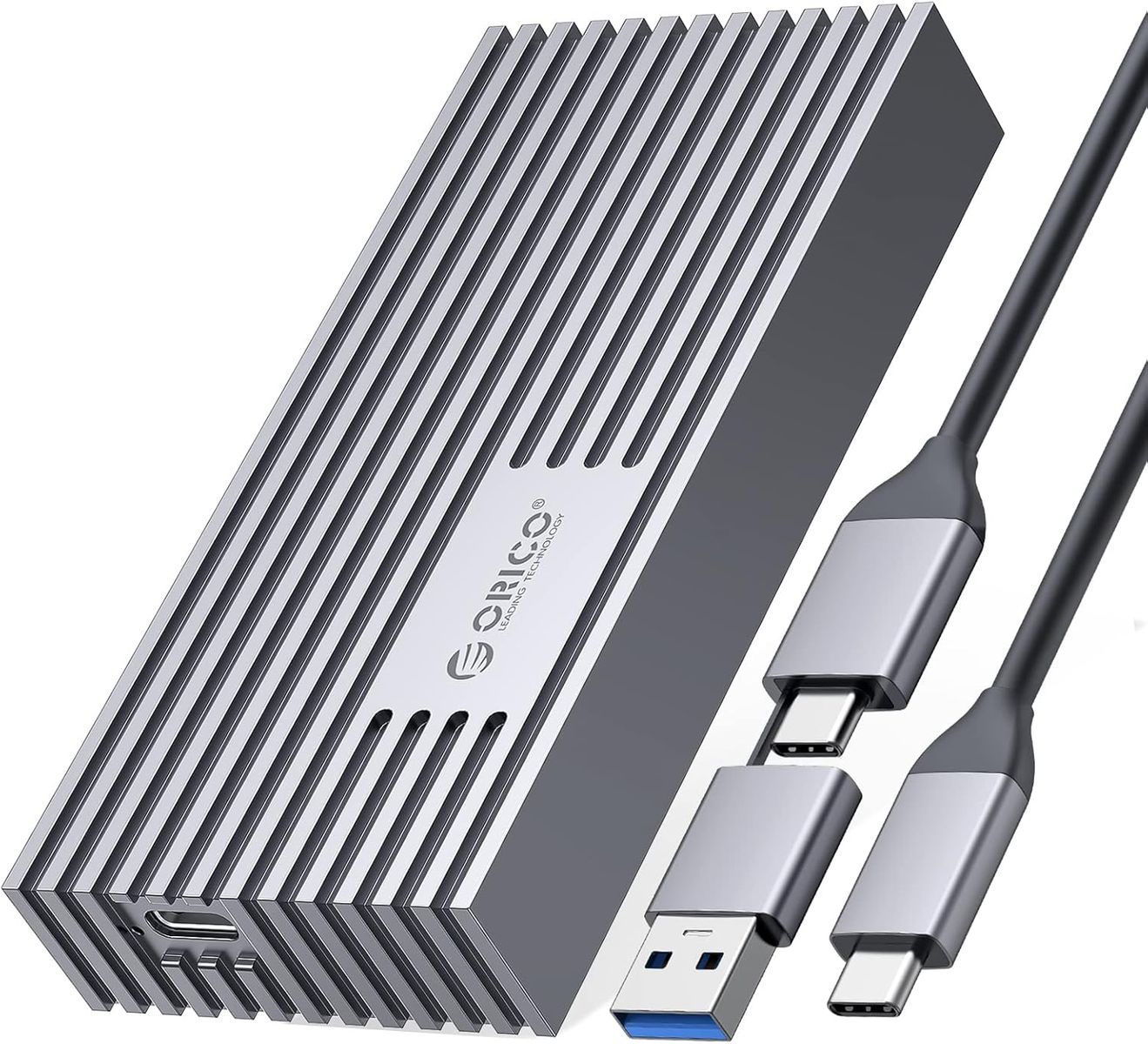 ORICO M234-U4-A NVMe M.2 SSD-Gehäuse, Thunderbolt 4/3 & USB 3.2 (40Gbps) ASM2464PD, Aluminium, PCIe 2280 M-Key/B+M, bis 2800 MB/s, Grau
