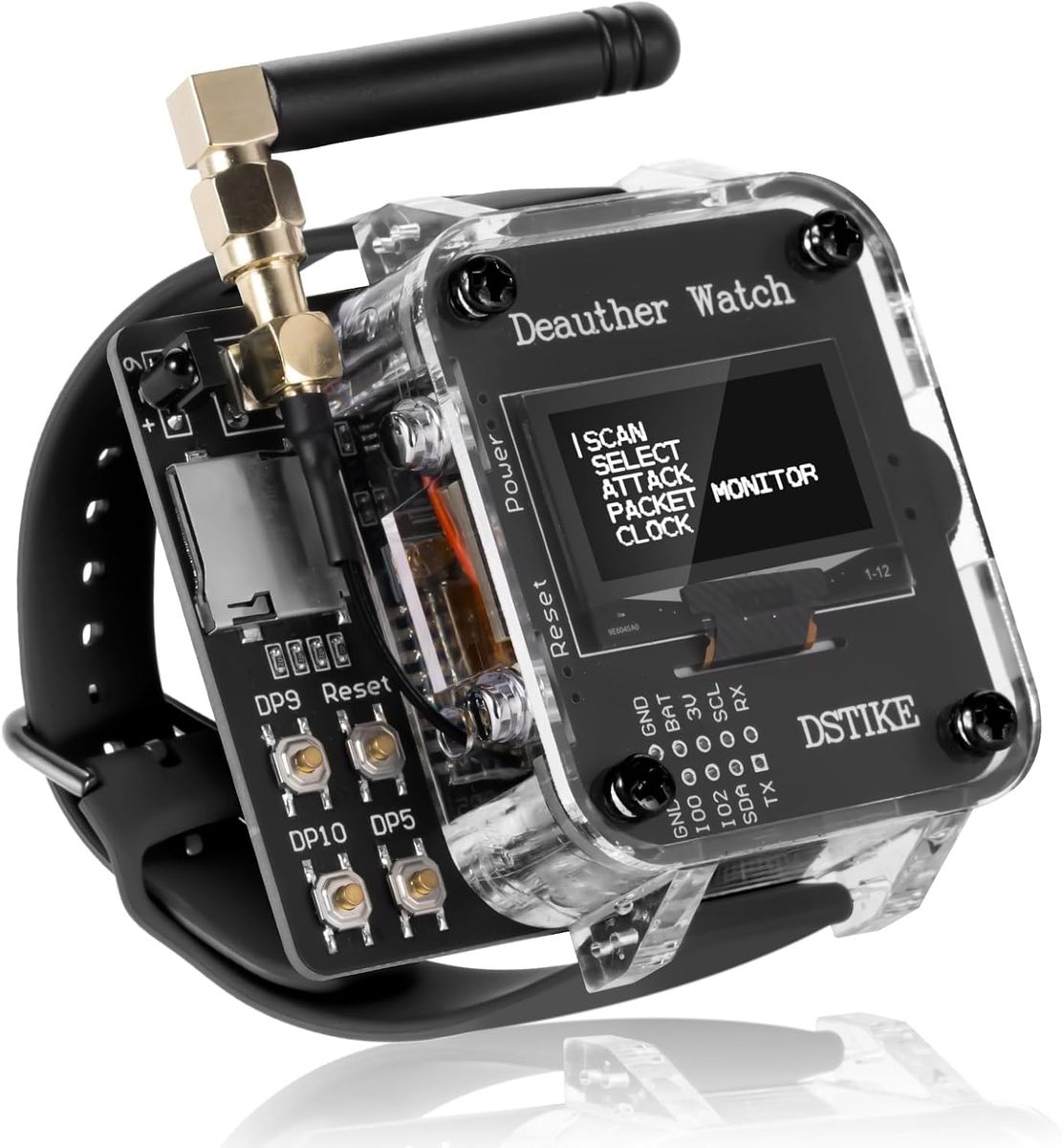Aursinc WiFi Dstike Deauther Watch V4s (Deauthe & Bad USB) ESP8266 Programmierbares Entwicklungsboard, tragbar, esp8266 + atmega32u4, WiFi-Steuerungswerkzeug, Akku 1000 mAh