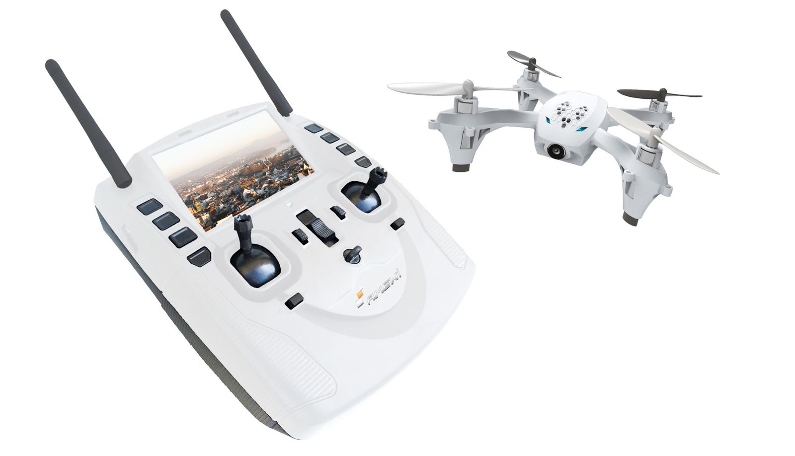 Amewi 25182 AM X Four FPV Copter with Integrated LCD Display, White