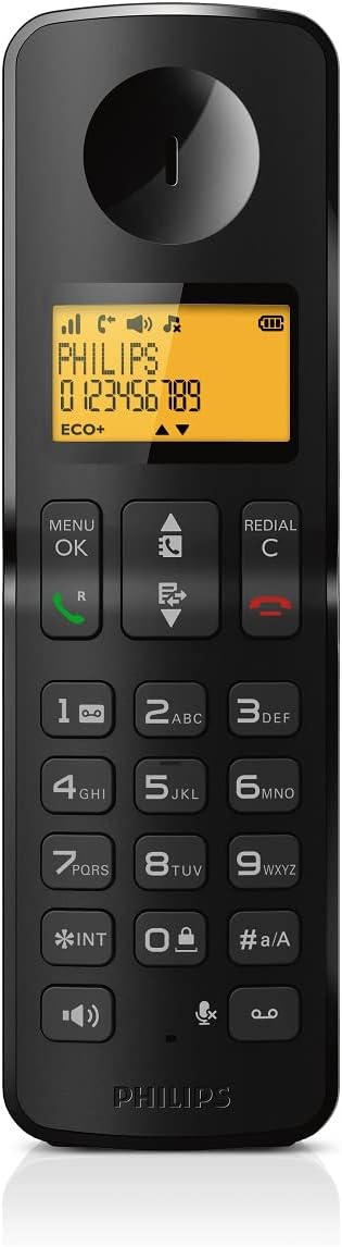 PHILIPS Festnetztelefon D2651B/01 Single - Schnurloses Telefon mit Anrufbeantworter - 1'6-Zoll-Display - Telefonbuch - Rufnummernerkennung - Kurzwahltasten - große Reichweite - Schwarz
