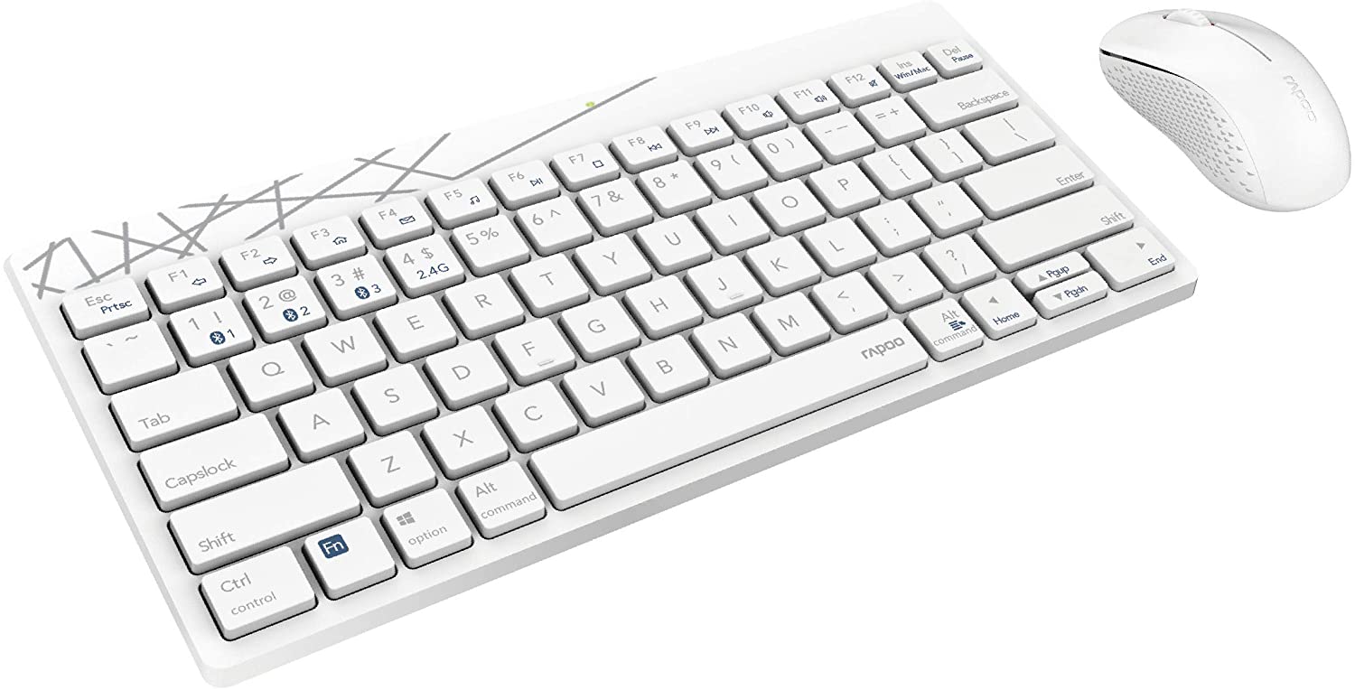 Rapoo 8000M kabelloses Multi-Mode Deskset Tastatur & Maus weiß DE-Layout