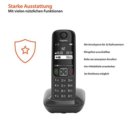 GIGASET AS690 Festnetz-/Schnurlostelefon ohne Anrufbeantworter DECT-Telefon Freisprechfunktion großes Display große Tasten