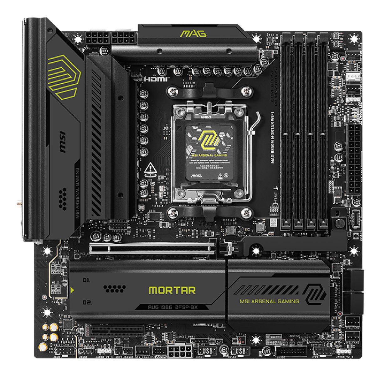 MSI MAG B850M MORTAR WIFI Mainboard, AMD B850, Sockel AM5, DDR5, 4x DIMM, Wi-Fi 7, 5G LAN, micro-ATX