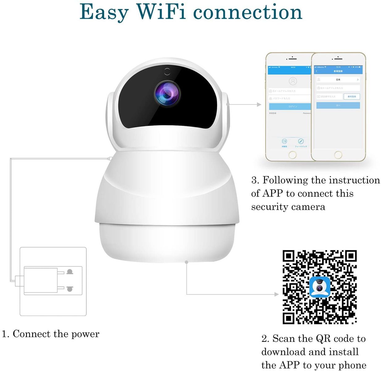 CHORTAU Security Camera Wireless FHD1080P IP Camera Two Way Audio Security Camera Wi-Fi Home Dome Surveillance Cameras Night Motion Detection P2P for Baby/Elder/Pet Monitoring