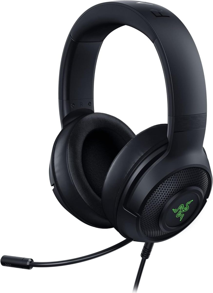 Razer Kraken V3 X Gaming Headset, 7.1 Surround Sound, Triforce 40mm Treiber, Faltbares HyperClear Nierenmikrofon, Chroma RGB Beleuchtung für PC, Classic Black