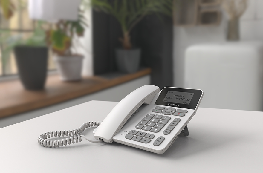 COCOMM F360C10000 Analoges Telefon Schnurgebundenes Mobilteil, Anrufer-Identifikation, Freisprecheinrichtung, Bluetooth 5.0, 6,1 cm LCD, 1050 mAh Akku, Grau/Weiß