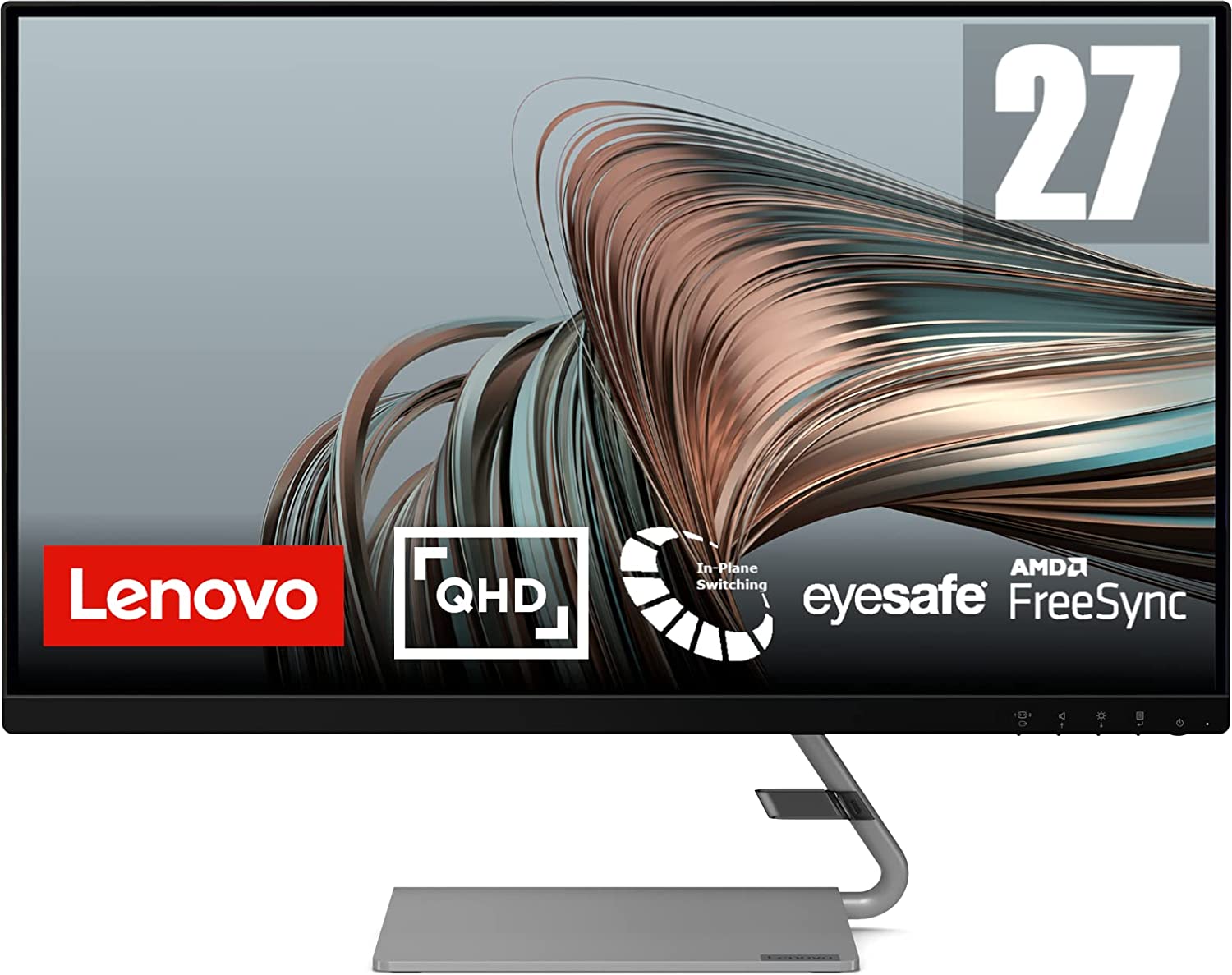 Lenovo Q27q-1L 68,58 cm 27" 2560x1440 QHD 75Hz WideView entspiegelt Monitor HDMI DisplayPort 4ms Reaktionszeit AMD Radeon FreeSync integr. Lautsprecher Eye Comfort & Safe QHD 2560x1440 Lenovo Q-Serie 27"