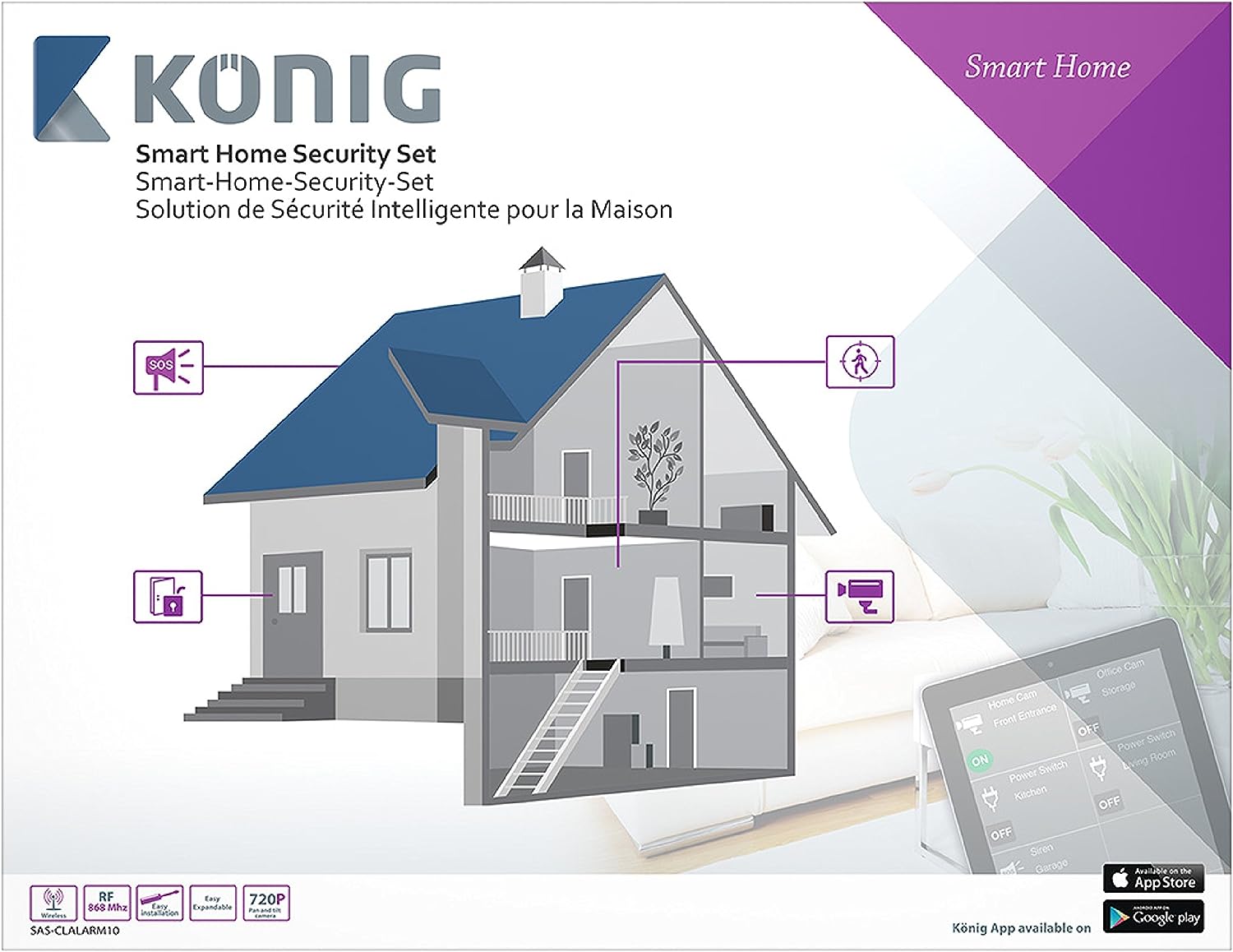 König SAS-CLALARM10 Smart-Home-Security-Set