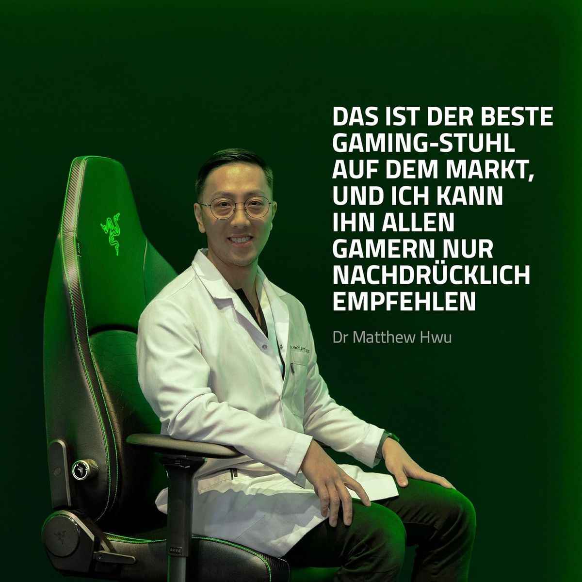 Razer Iskur V2 - Gaming-Stuhl mit adaptiver Lordosenstütze (Polster aus hoch verdichtetem Schaumstoff, Umweltfreundliches lösungsmittelfreies EPU-Kunstleder, 4-D-Armlehnen) Grün