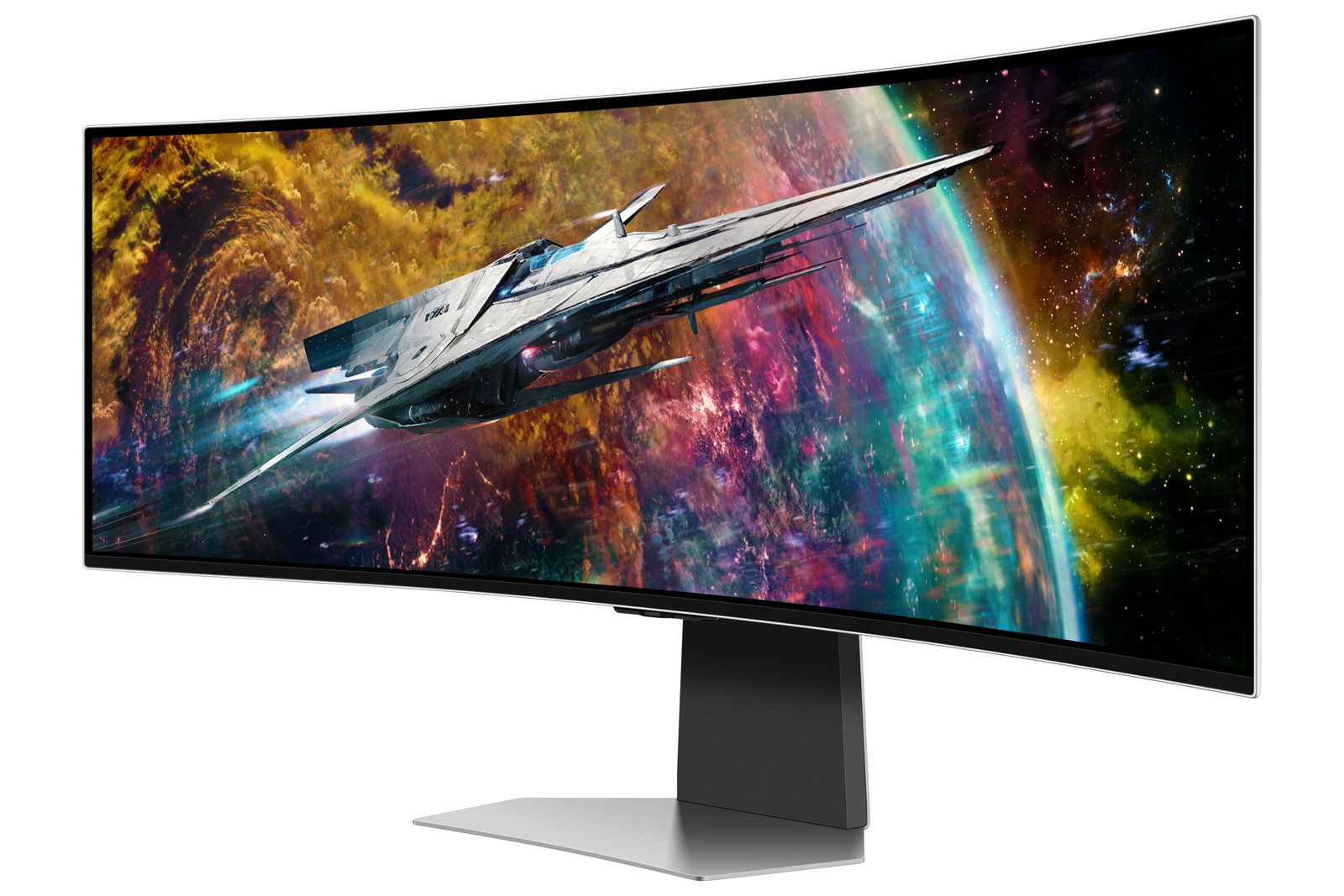 Samsung G95SC Computerbildschirm 124,5 cm (49") 5120 x 1440 Pixel Dual QHD OLED Silber