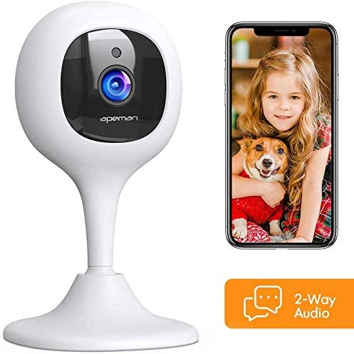 Apeman 1080P WiFi Camera, Baby Monitor with Camera and Security Cameras with Night Vision, Remote Monitoring, Compatible with IOS/Android