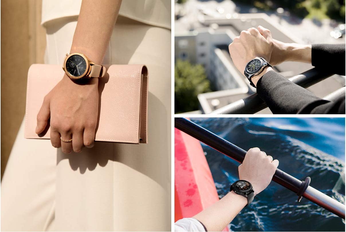 Samsung Galaxy Watch, Runde Bluetooth Smartwatch Für Android, drehbare Lünette, Fitness-tracker, 46mm, ausdauernder Akku, inklusive 2x araree Schutzfolie, Silber (Deutche Version) 46 mm Bluetooth Silber