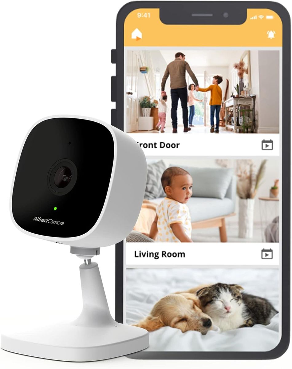 AlfredCamera AC101 Indoor Überwachungskamera, WLAN 2,4 GHz, Full HD 1080p, Nachtsicht 5 m, 130° Weitwinkel, Bewegungserkennung, Zwei-Wege-Audio, Daueraufzeichnung, App-Steuerung