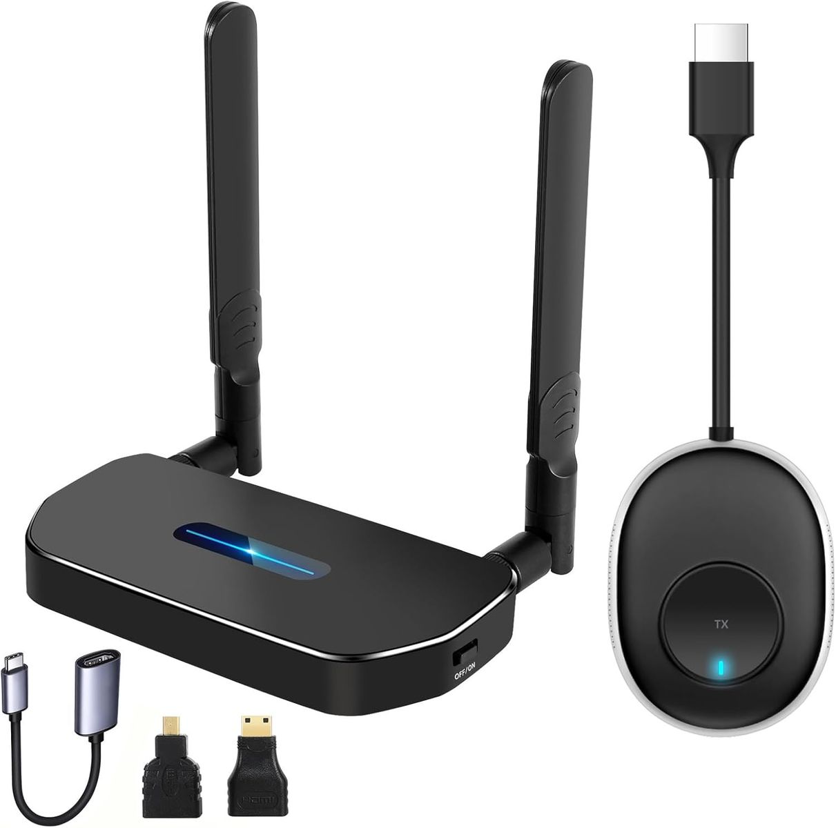 DanDun B0F2177N4C Drahtloses HDMI-Extender-Kit, Sender & Empfänger 4K 5G Wireless 50 m Reichweite, HDMI kabellos für TV/Projektor/Monitor, Plug & Play