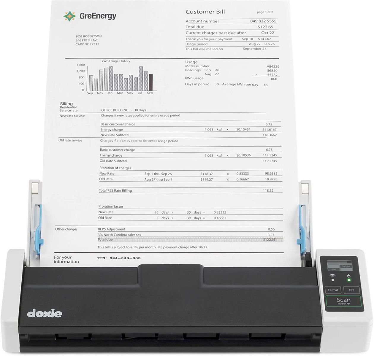 Doxie Q2 Wireless Rechargeable A4 Document Scanner 4000 scan memory