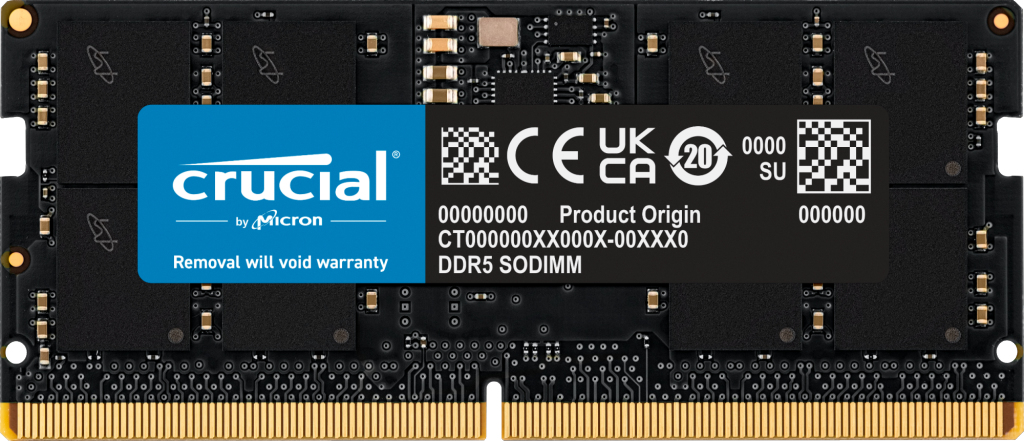 Crucial CT24G56C46S5 24 GB DDR5 ECC Laptop-Speicher, 1x24 GB, 5600 MHz, CL46, 1.1 V, On-Die ECC, Unbuffered