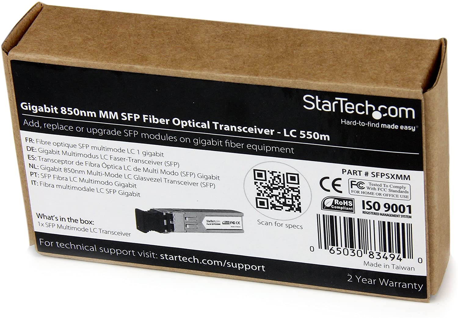 StarTech.com MSA Compliant SFP Transceiver Module - 1000BASE-SX