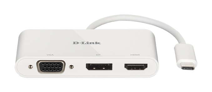 D-Link DUB-V310 Laptop-Dockingstation & Port-Replikator, USB-C 3.2 Gen 1 (3.1) Type-C, HDMI 4K + DisplayPort 4K + VGA 1080p, Plug & Play, Weiß