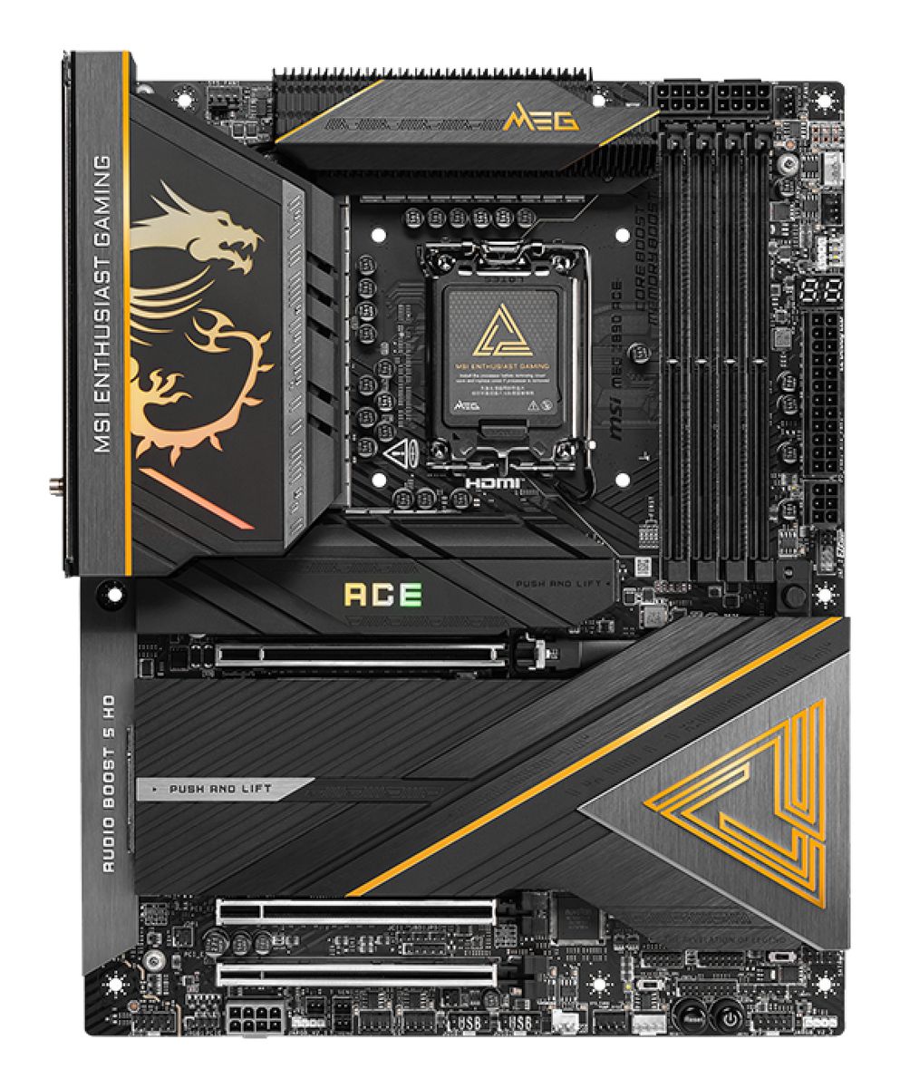 MSI MEG Z890 ACE Mainboard LGA 1851 (Socket V1) Intel Z890 ATX, DDR5 bis 256 GB, Wi‑Fi 7 & Bluetooth 5.4, 10GbE, 7.1 Audio, 5x M.2, 4x SATA, 2x Thunderbolt, HDMI 2.1