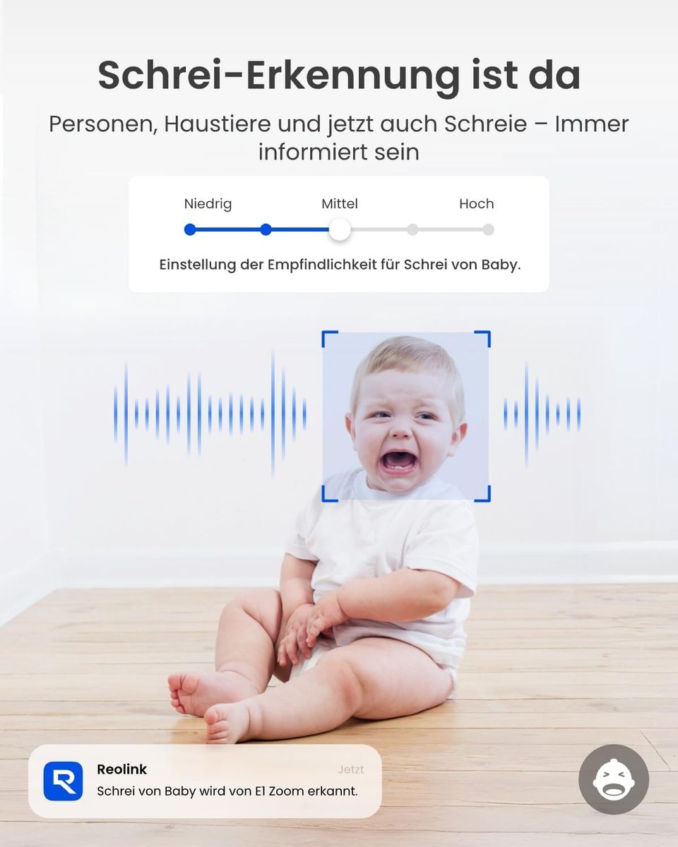 Reolink E1 Zoom(4K)-B 4K PTZ Indoor Überwachungskamera, Dual-Band Wi-Fi 6, 3x Optischer Zoom, Auto-Tracking, Babyphone, Nachtsicht, Schwarz