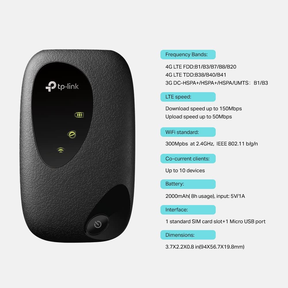 TP-Link M7200 4G LTE-Advanced Mobiler WLAN-Router / Hotspot – Black