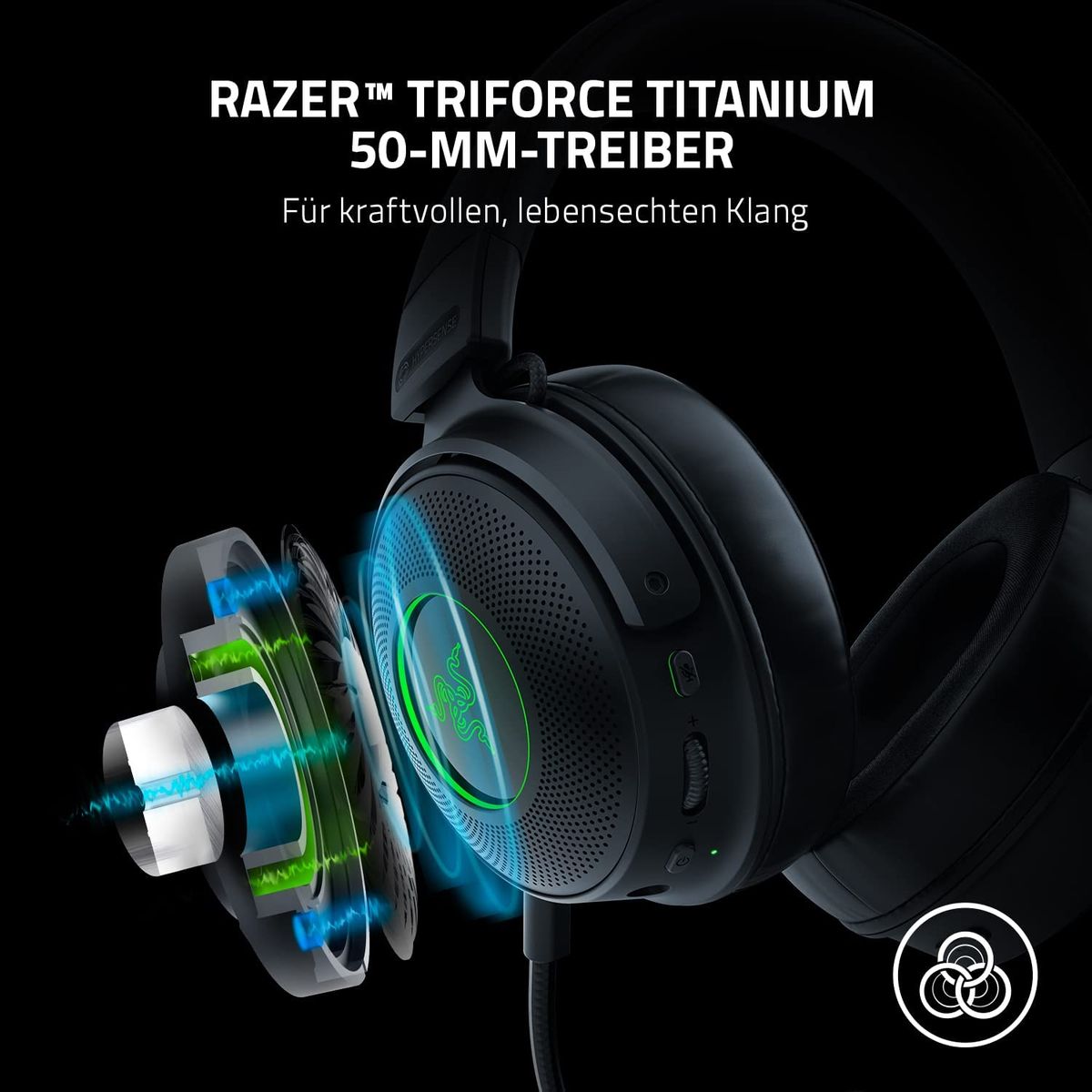 Razer Kraken V3 Pro Gaming Headset Virtual 7.1 Surround-Sound Wireless RF + 3.5mm Multi-Plattform Chroma RGB Black 1