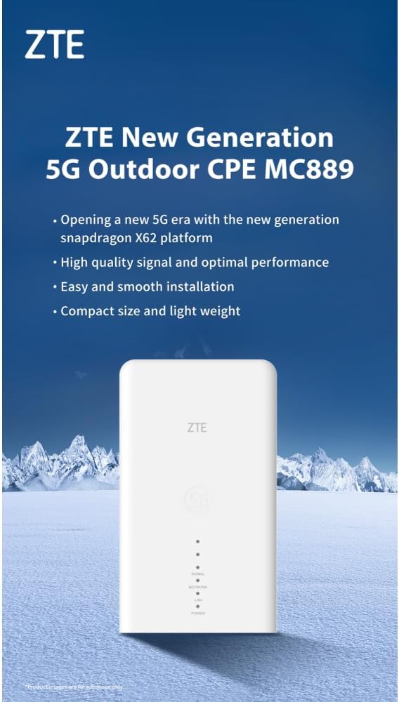 ZTE MC889+T3000 5G Outdoor Router mit Antenne, WiFi 6, Mobilfunk Router, Dualband, wetterfest, weiß