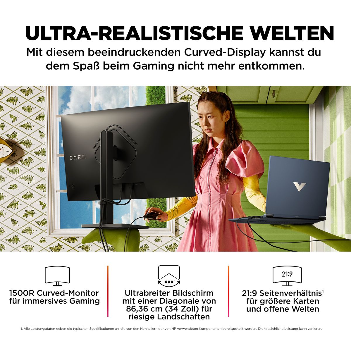 OMEN by HP 34 Zoll WQHD 165 Hz Curved Gaming-Monitor – OMEN 34c