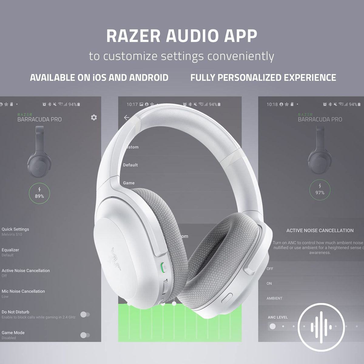 Razer Barracuda Gaming & Mobile Headset Dual Wireless Virtual 7.1 Surround-Sound Multi-Plattform Mercury